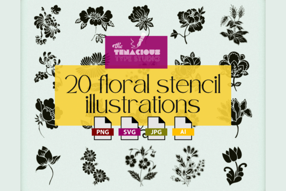 20 Floral Stencil Illustrations: Graphics & Illustrations for Brand Warmth