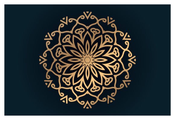 Elegant Floral Round Ornament. Oriental Graphics & Illustrations