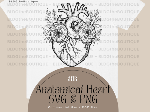 Floral Anatomical Heart SVG & PNG Graphics