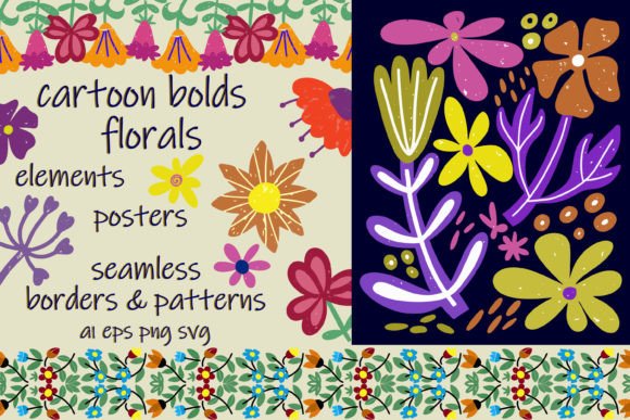Floral Clipart Seamless Border Pattern: Graphics & Illustrations for Local Branding