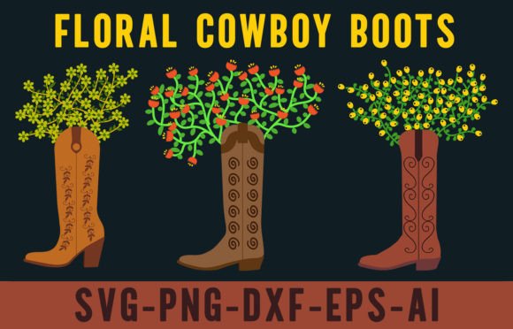Floral Cowboy Boots Graphics & Illustrations