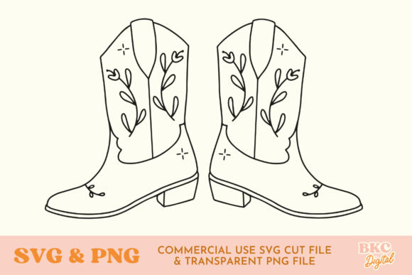 Floral Cowboy Boots SVG Sublimation: Graphics & Illustrations for Western Charm