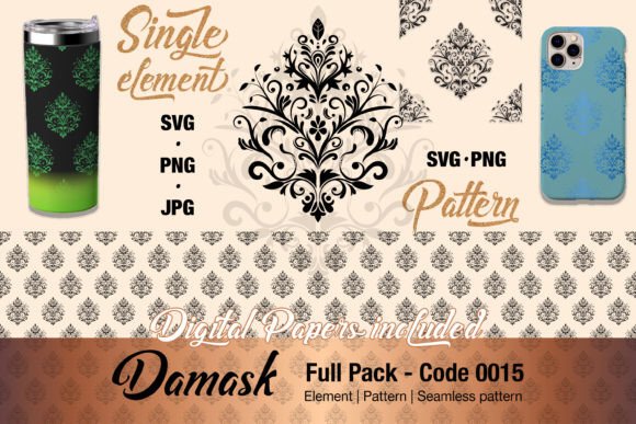 Floral Damask Motif 0015: Graphics & Illustrations