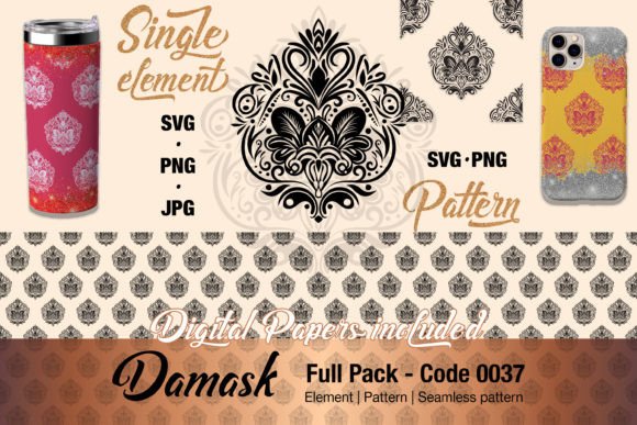 Floral Damask Motif Pack 0037: Real Embroidery Test