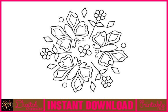 Floral Line Art Flower SVG Elements 83: Graphics & Illustrations