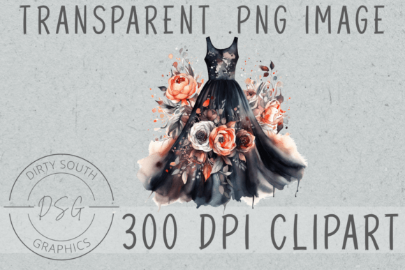Floral Watercolor Dress Clip Art