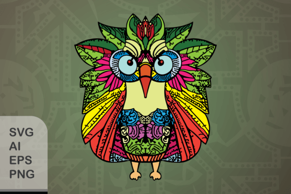 Funny Floral Bird a Graphics & Illustrations
