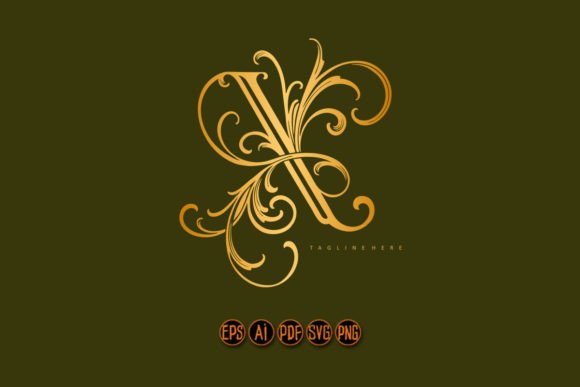 Gold Floral X Lettering Graphics for Handmade Sellers