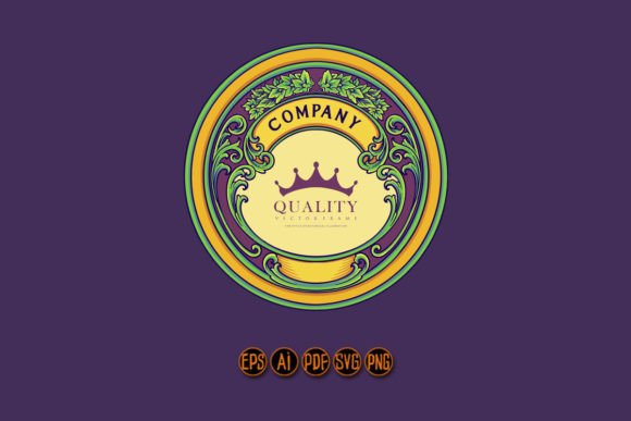Luxury Classic Badge Label Swirl Floral Graphics