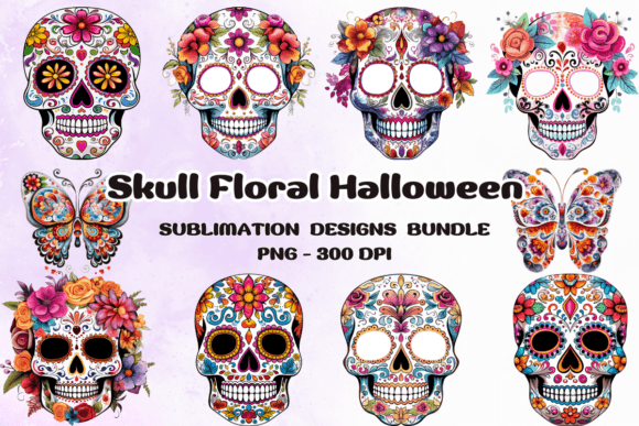 Skull Floral Halloween Bundle: Graphics & Illustrations