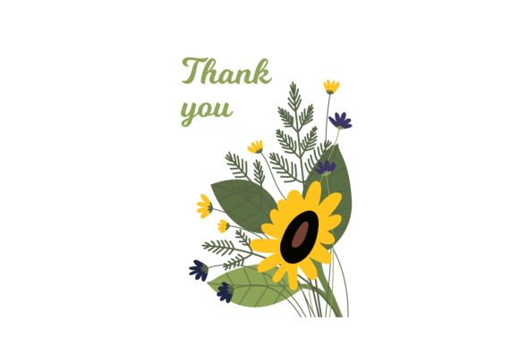 Thank You Card Template: Cute Floral Graphics & Illustrations
