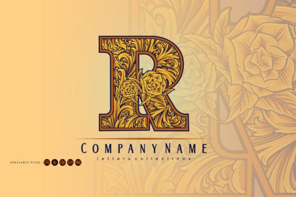 Vintage Monogram R Floral Graphics & Illustrations