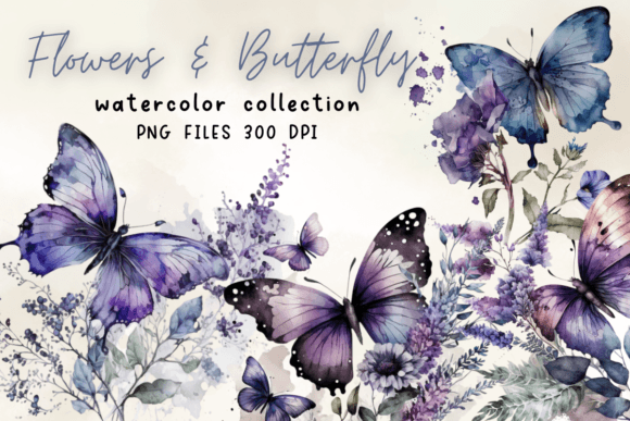 Watercolor Butterfly Floral Sublimation: Graphics & Illustrations for Local Branding