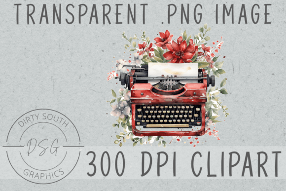 Watercolor Floral Typewriter: Graphics & Illustrations